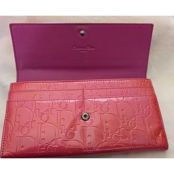 Christian Dior Ultimate Rendez-vous Patent Dior Trotter Fuchsia Wallet Two Tone - Picture 3 of 4